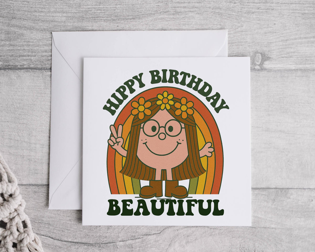 Personalised Ladies Birthday Card, Lil Miss Design -  Hippy Birthday Beautiful Design - Fast UK Post!
