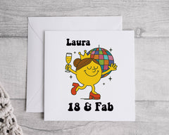 Personalised 18th Birthday Card: Disco Theme Fast UK Post