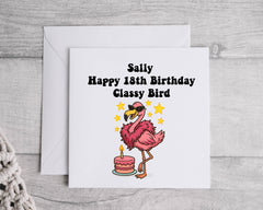 Personalised 18th Birthday Card: Classy Bird Design, Fast UK Post