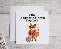 Personalised 60th Birthday Card: Foxy Lady Design, Fast UK Post