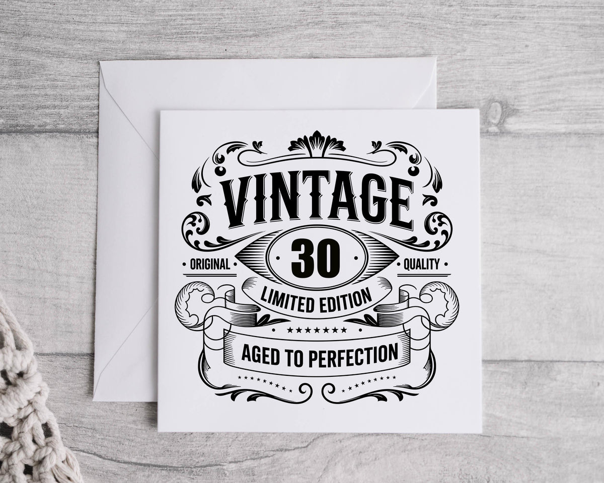 Personalized Vintage 30th Birthday Card: Handmade Celebration Greeting