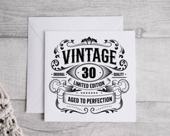 Personalized Vintage 30th Birthday Card: Handmade Celebration Greeting