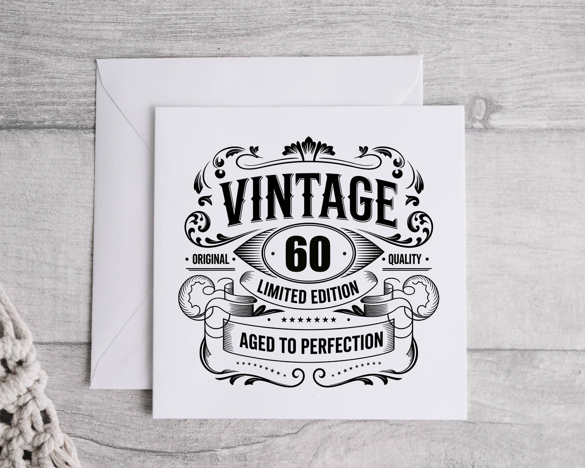 Personalized Vintage 60th Birthday Card: Handmade Celebration Greeting