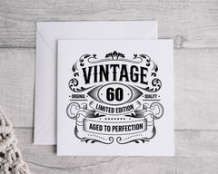 Personalized Vintage 60th Birthday Card: Handmade Celebration Greeting