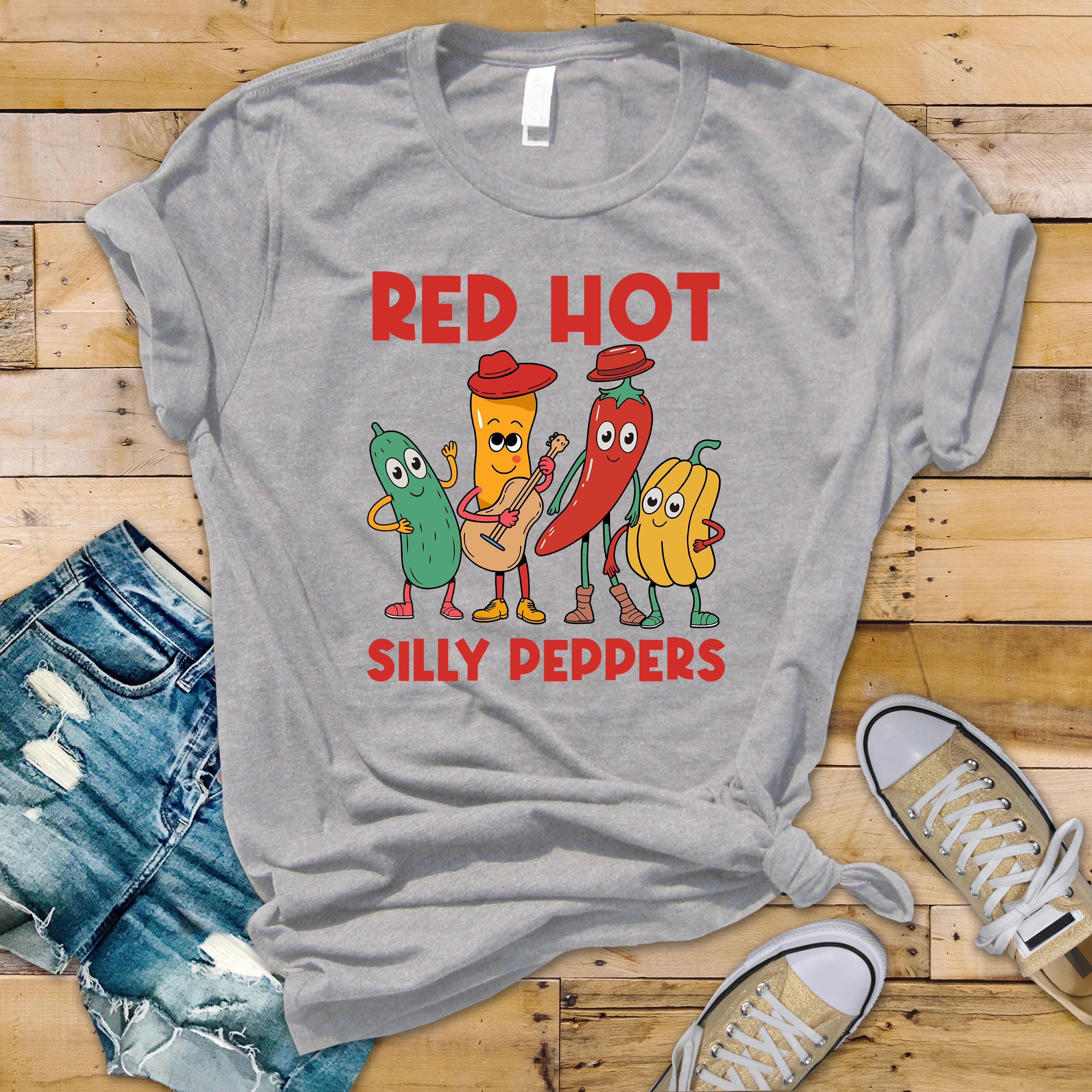 Music Parody Graphic Tee: Red Hot Silly Peppers - Fast Tracked UK Shipping