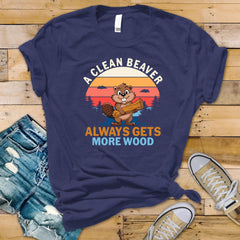 Funny Beaver Graphic Shirt: A Clean Beaver Gets More Wood - Softstyle Tee