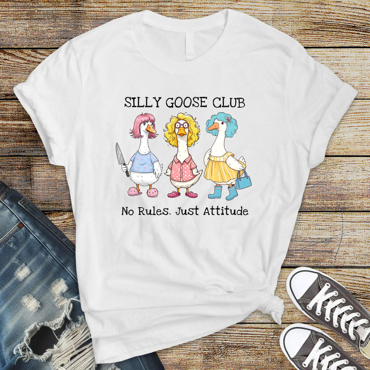 Silly Goose T-Shirt - Silly Goose Club Design on Premium Tee - Funny Graphic Tee with Fast Tracked UK Postage
