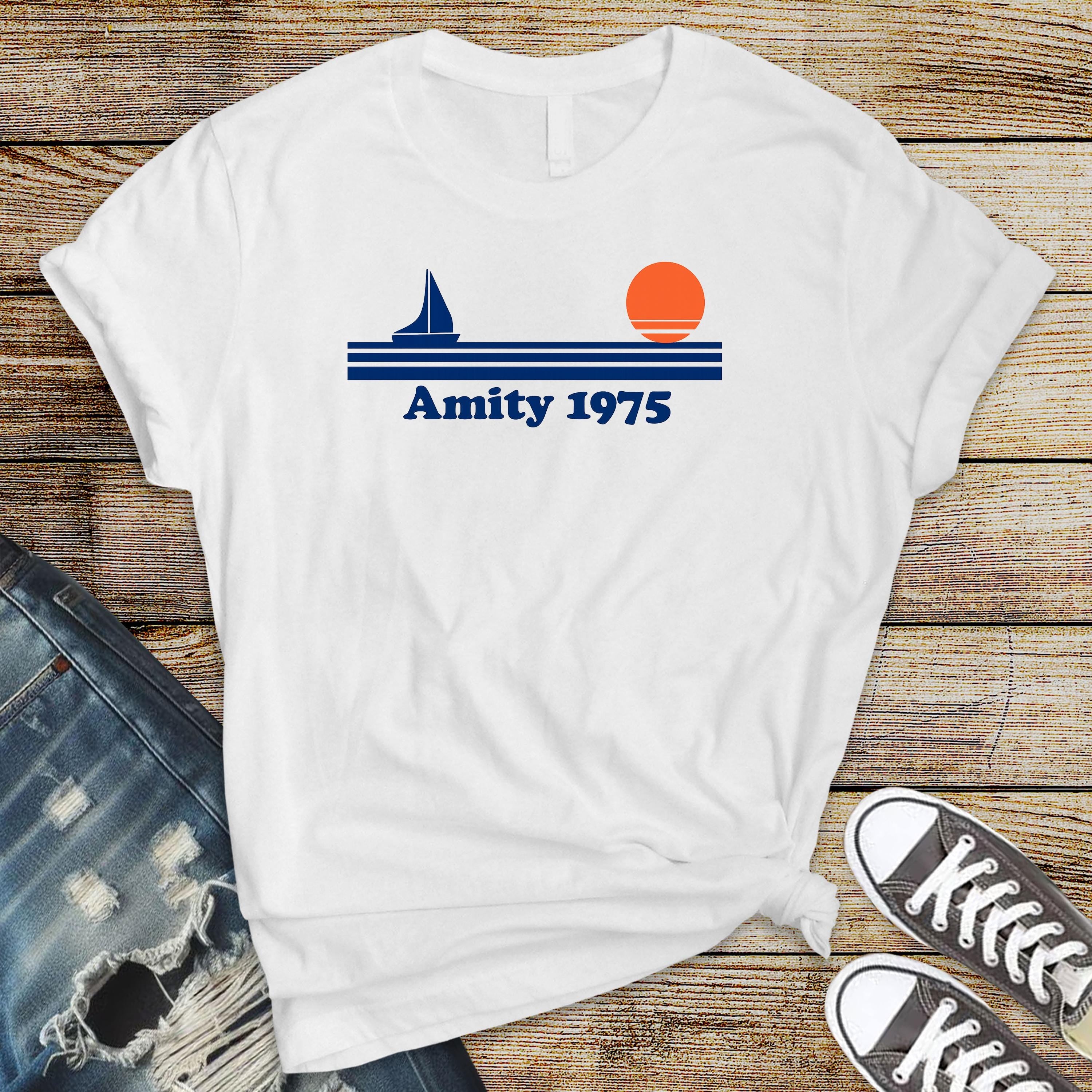 Movie Parody T-Shirt - Amity 1975 Design on Gildan Softstyle Premium Tee - Tracked UK Postage