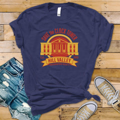 Movie Parody T-Shirt - Save The Clock Tower Design on Softstyle Premium Tee - Funny Graphic Tee with Tracked UK Postage
