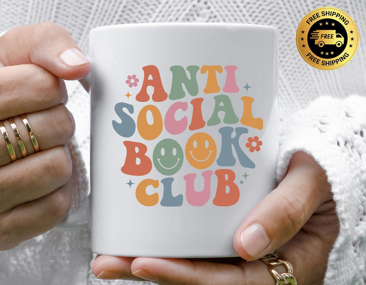 Anti Social Book Club Mug: Funny Book Lover Gift, Multiple Colors