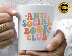 Anti Social Book Club Mug: Funny Book Lover Gift, Multiple Colors