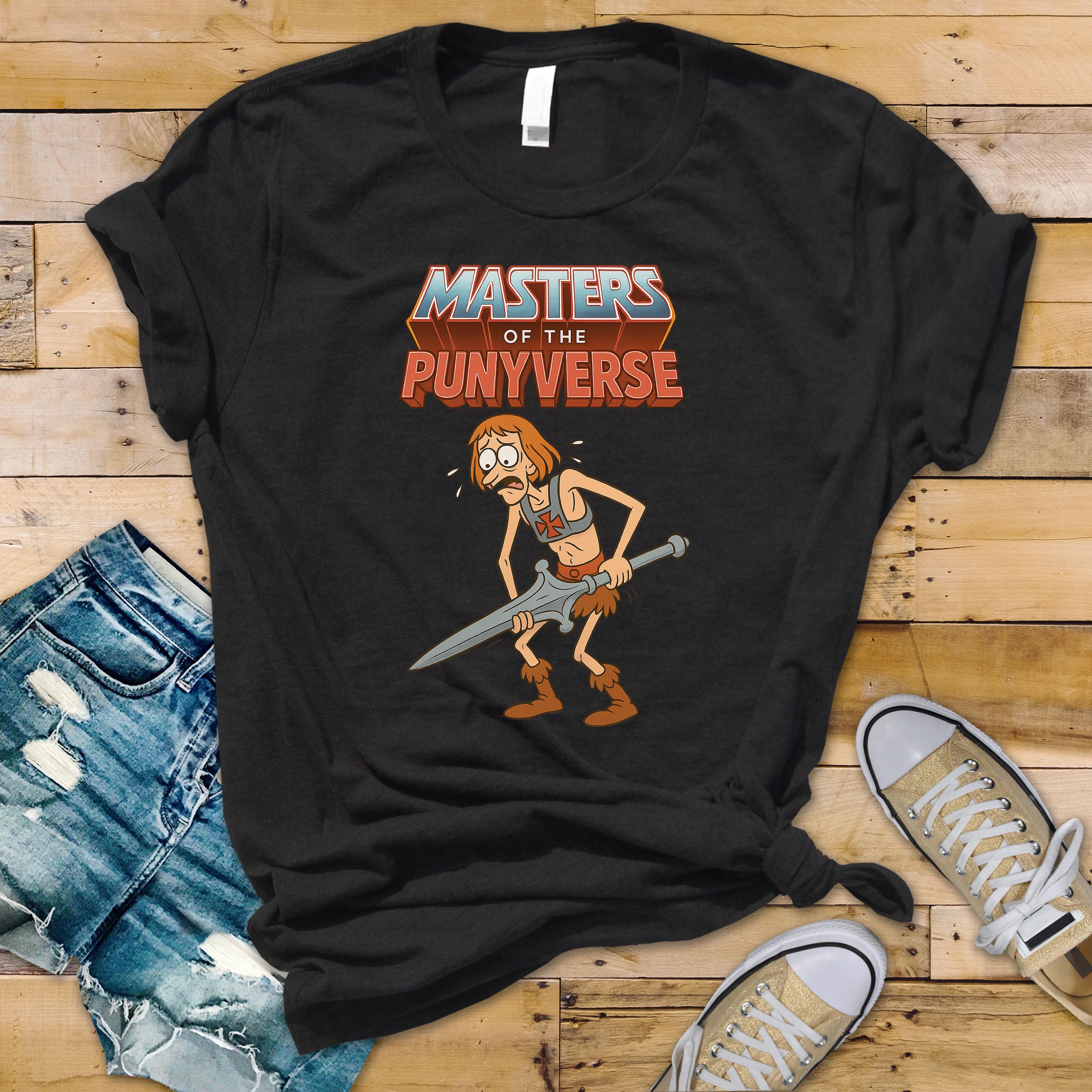 80s Movie Parody T-Shirt - Masters of the Punyverse Design on Premium Tee - Funny Graphic Tee with Tracked UK Postage