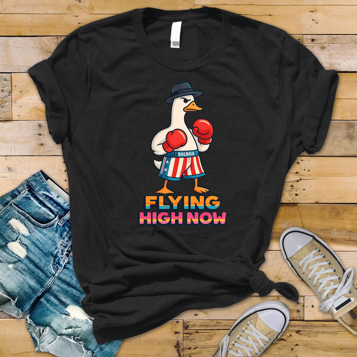 Movie Parody T-Shirt - Boxing Goose - Flying High Now Design on Premium Tee - Fast Tracked UK Postage
