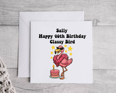 Personalised 40th Birthday Card: Classy Bird Design, Fast UK Post