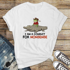 Funny Frog Graphic T-Shirt: Conduit for Nonsense Design - Fast Tracked UK Shipping