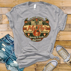 Movie Parody T-Shirt - McFlys Guitars Design on Softstyle Premium Tee - Funny Graphic Tee with Tracked UK Postage