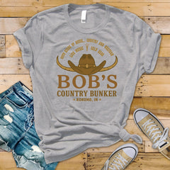 80s Movie Parody Shirt: Bobs Country Bunker, Softstyle Tee - Fast UK Tracked Postage