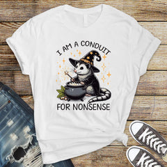 Funny Possum Graphic T-Shirt: Conduit for Nonsense Design -Fast UK Tracked Post