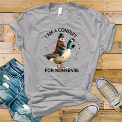 Funny Opossum and Goose T-Shirt: Conduit for Nonsense, Softstyle Tee - Fast UK Tracked Postage