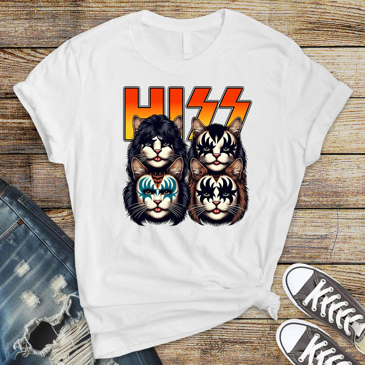 Music Parody T-Shirt: Hiss Cats Graphic Tee - Fast Tracked UK Postage