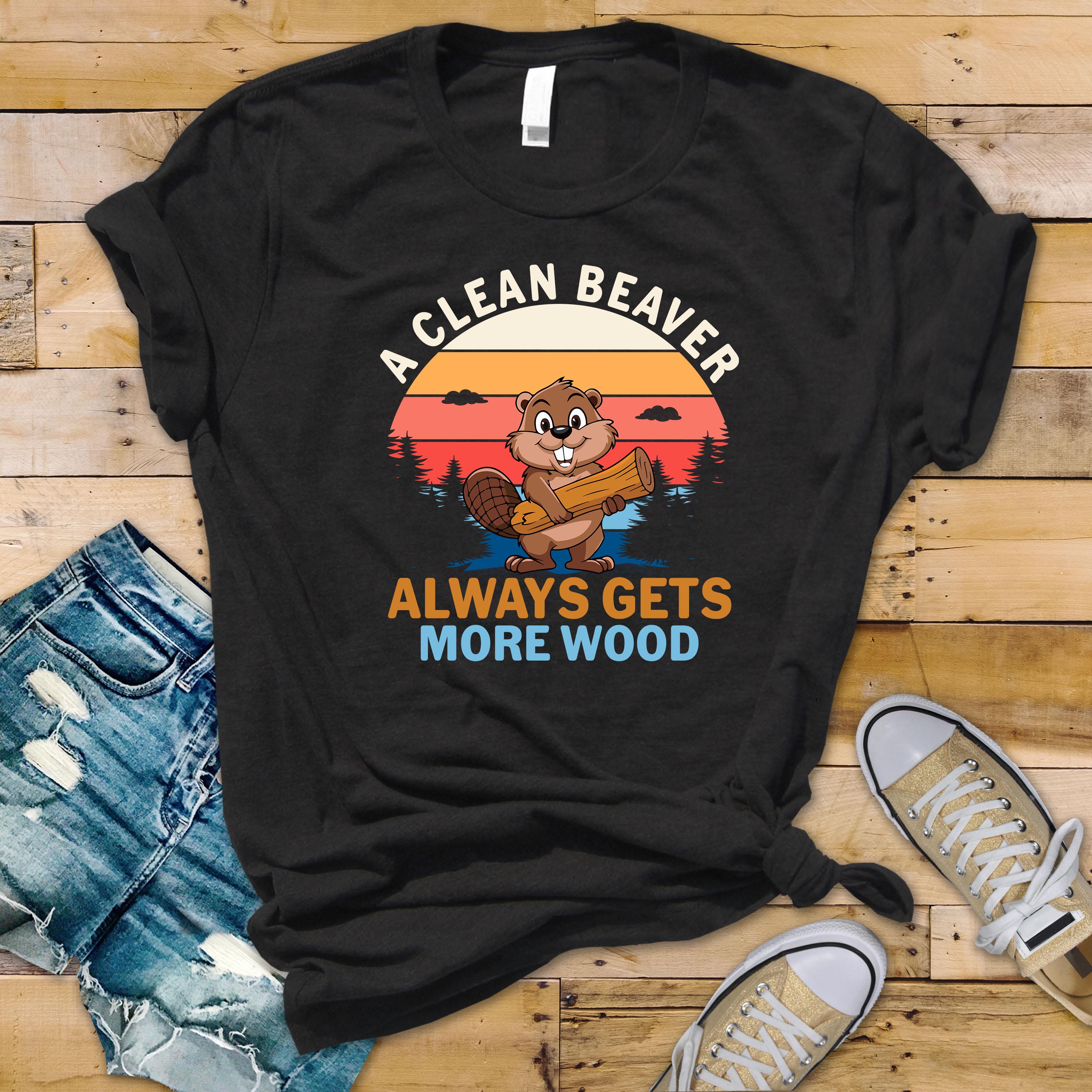 Funny Beaver Graphic Shirt: A Clean Beaver Gets More Wood - Softstyle Tee