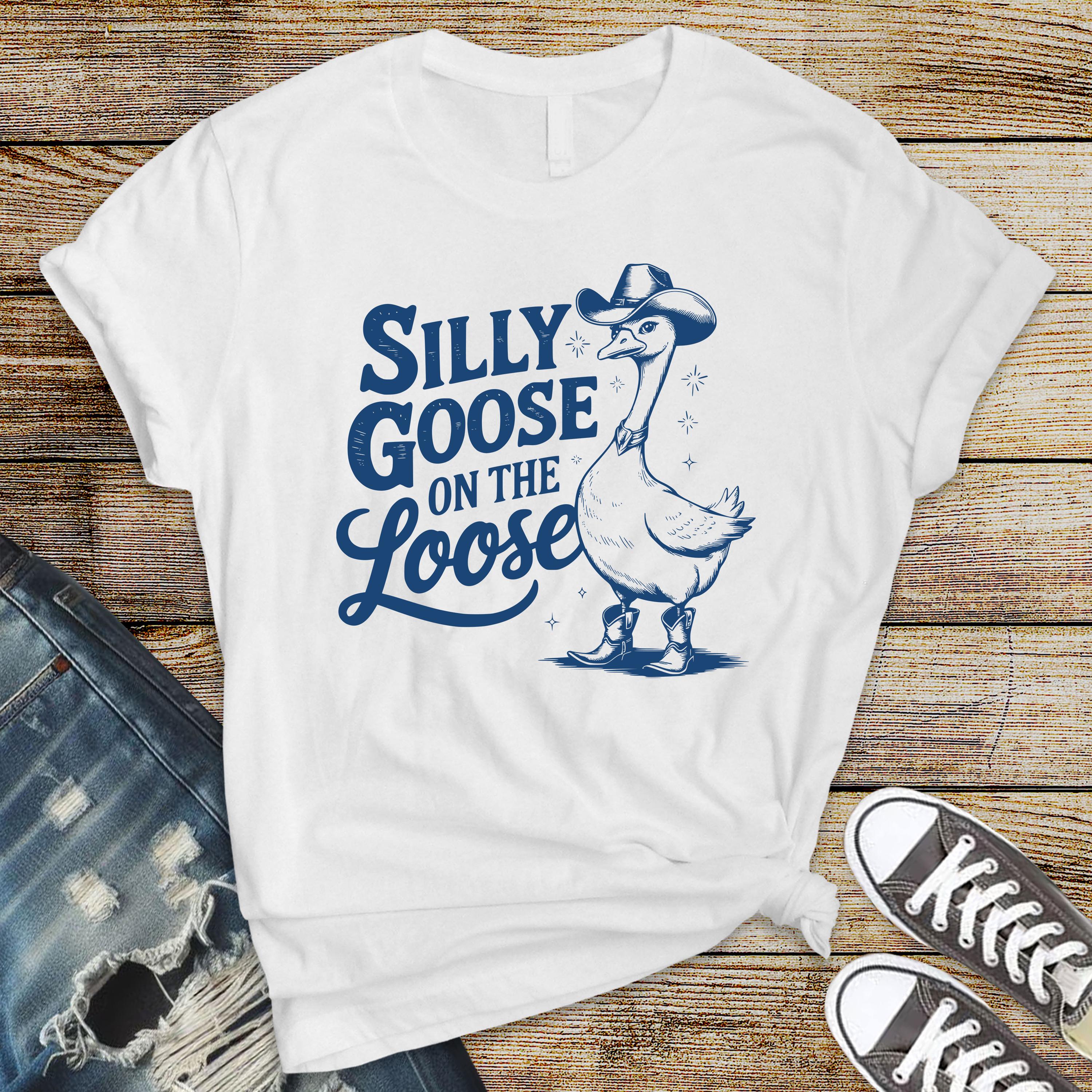 Silly Goose Cowboy T-Shirt: Funny Graphic Tee with Fast Tracked UK Postage