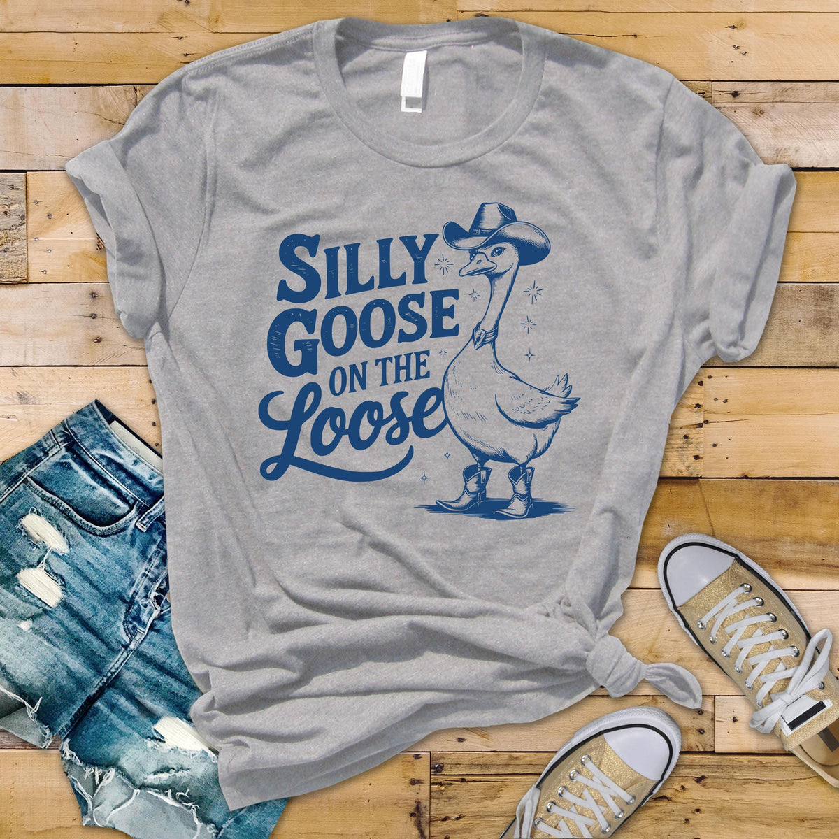 Silly Goose Cowboy T-Shirt: Funny Graphic Tee with Fast Tracked UK Postage