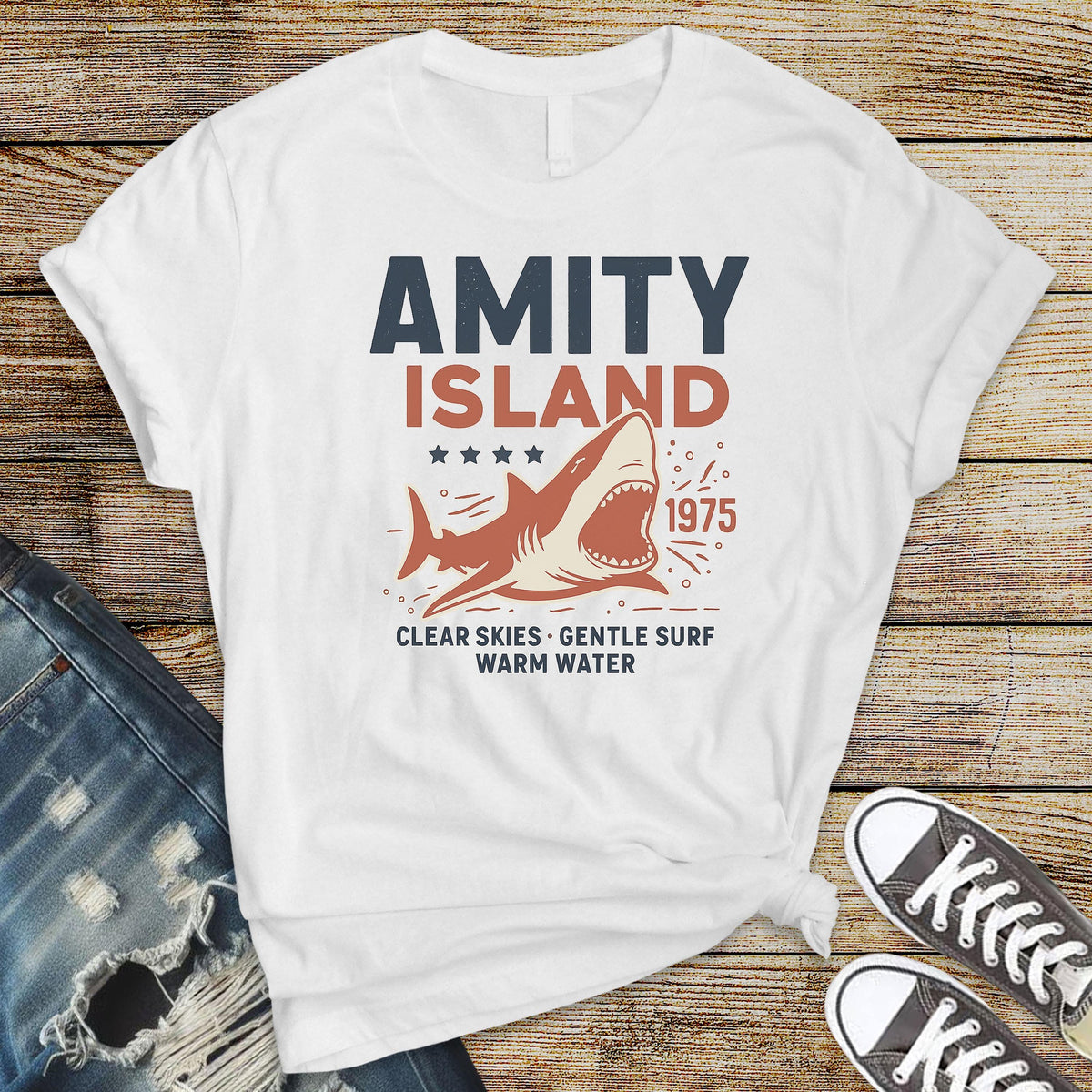 Movie Shirt: Amity Clear Skies Design - Fast Tracked UK Postage
