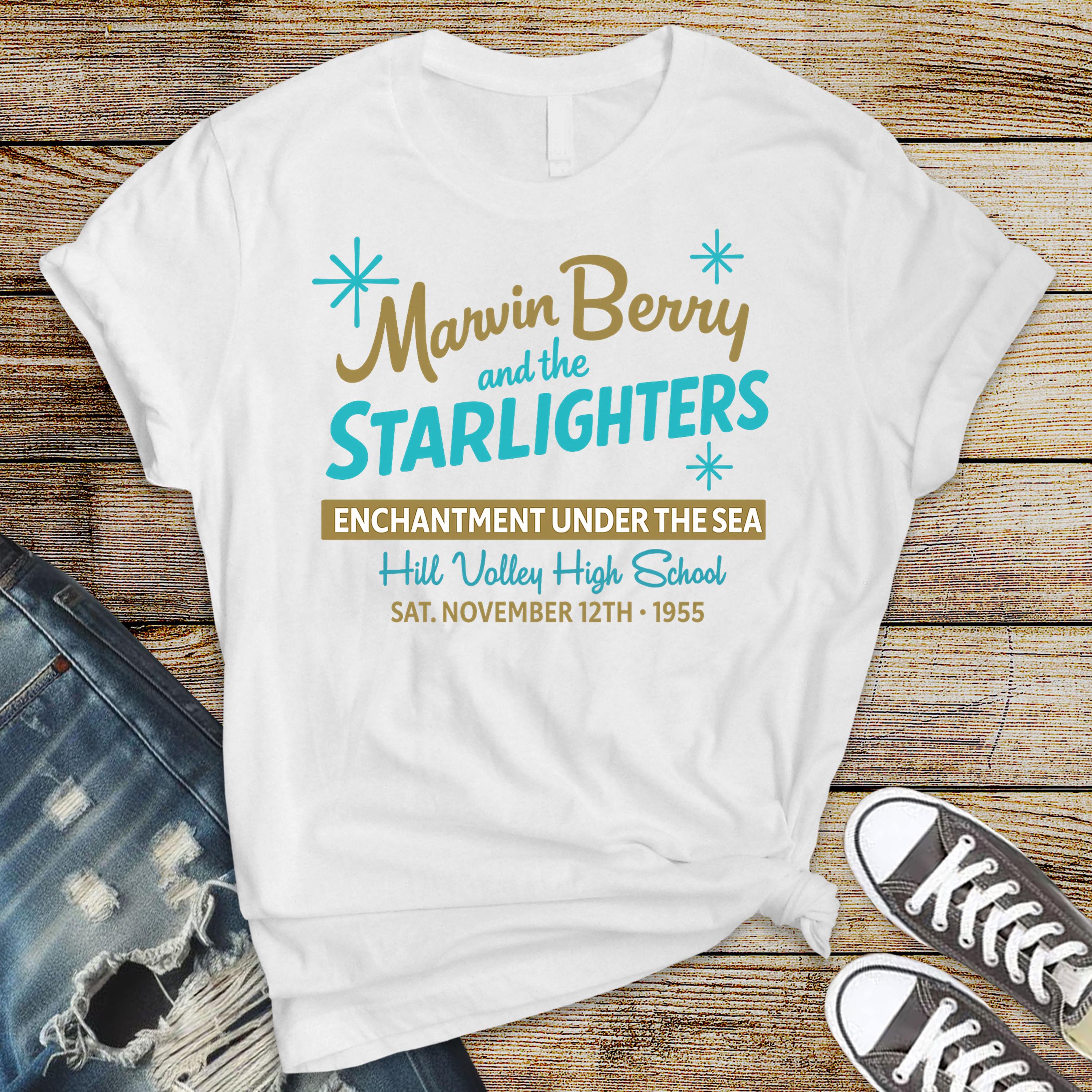 Movie Parody T-Shirt - Marvin Berry and The Starlighters Design on Softstyle Premium Tee - Funny Graphic Tee with Tracked UK Postage
