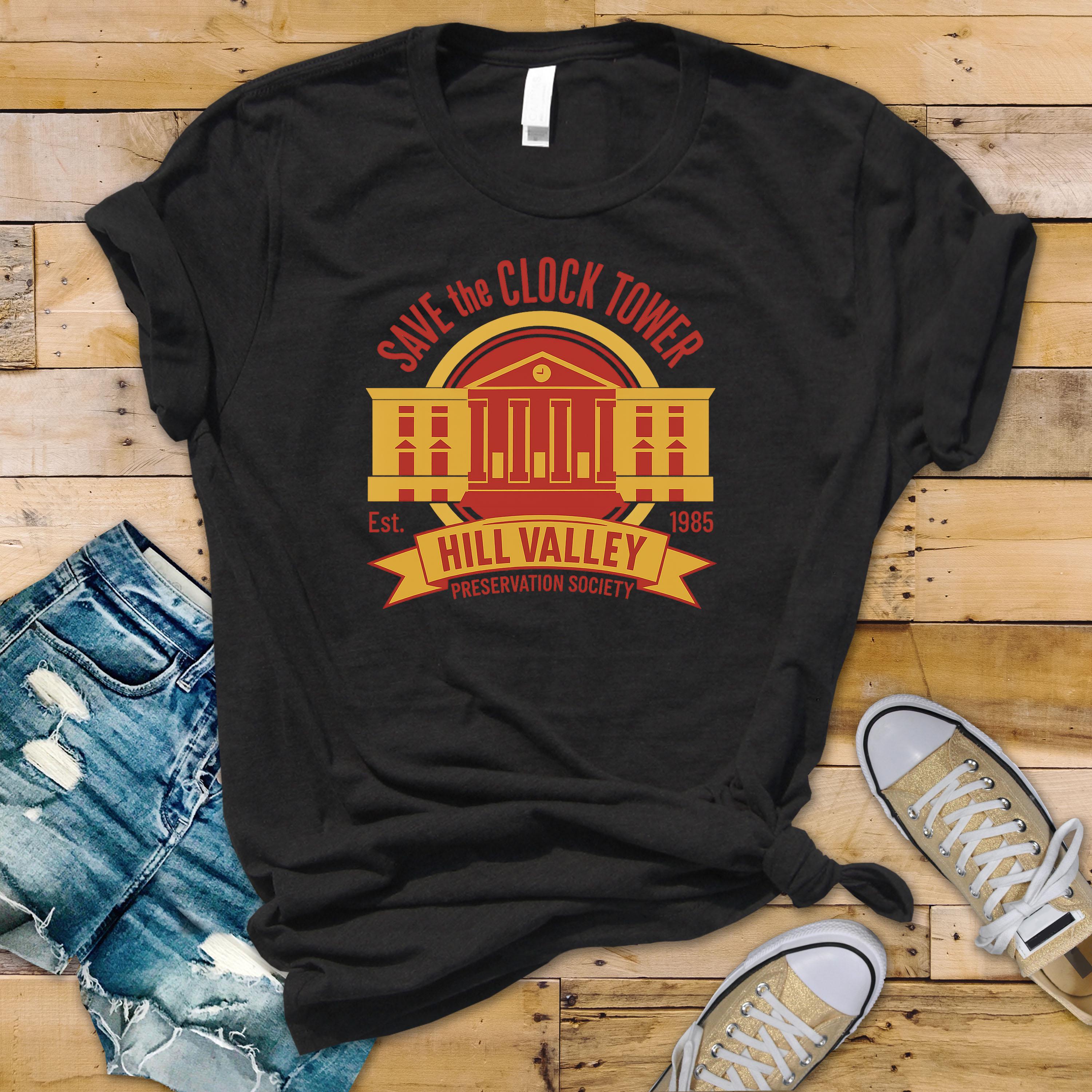 Movie Parody T-Shirt - Save The Clock Tower Design on Softstyle Premium Tee - Funny Graphic Tee with Tracked UK Postage
