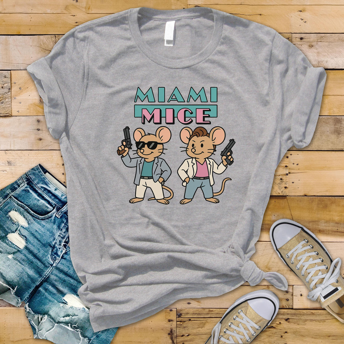 80s TV Show Parody T-Shirt - Miami Mice Design on Premium Tee - Funny Graphic Tee with Tracked UK Postage