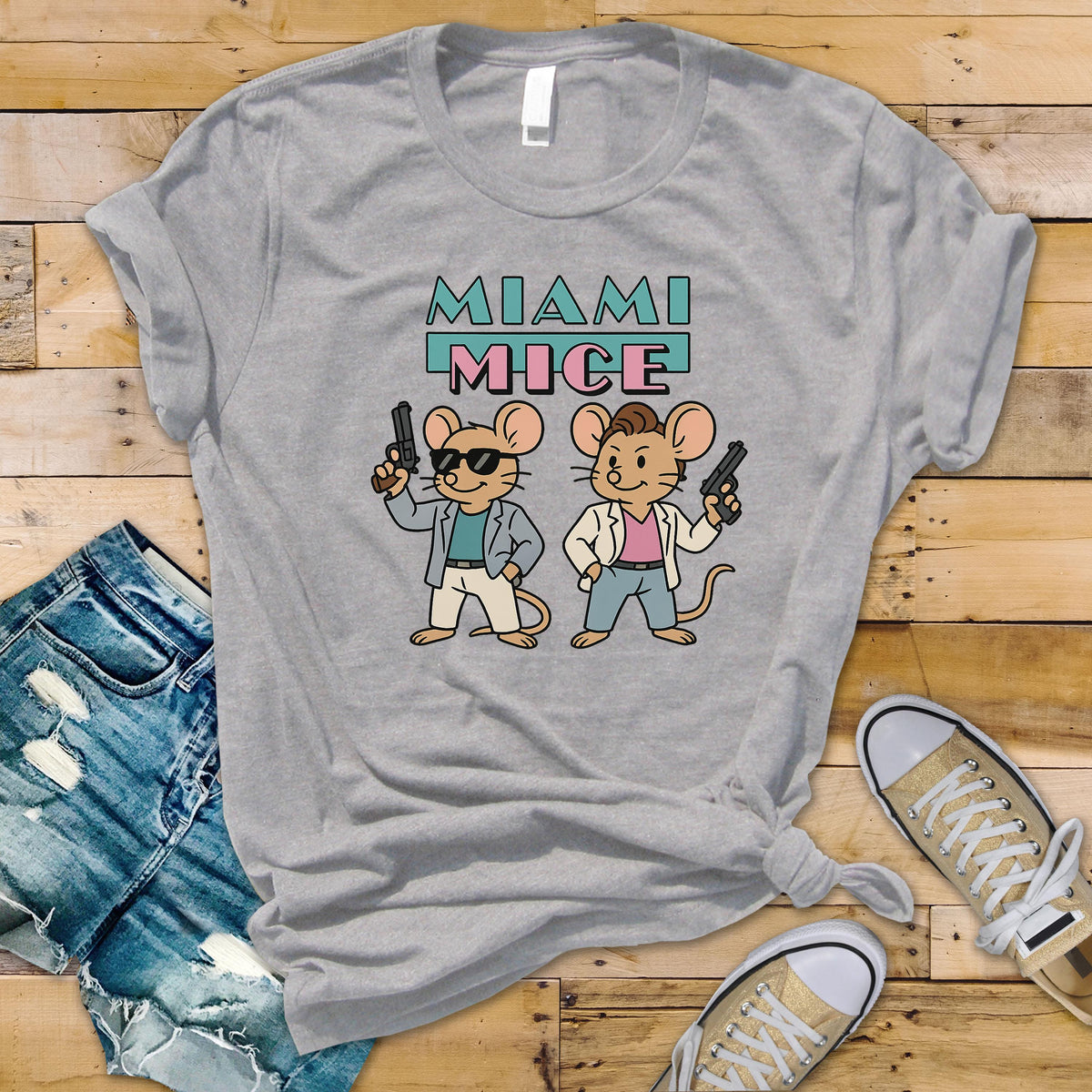 Miami Mice Parody T-Shirt: 80s TV Show Graphic Tee - Tracked UK Postage