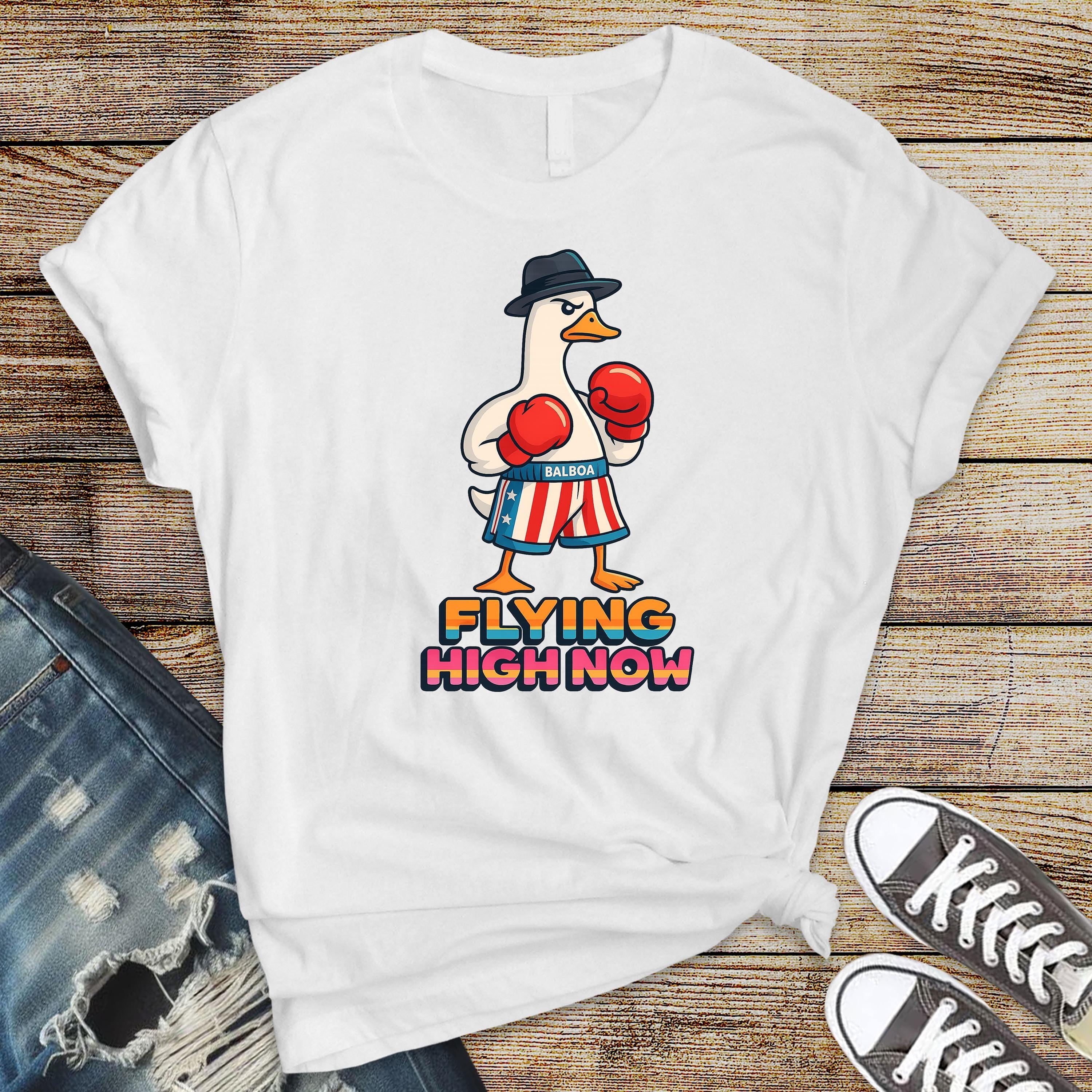 Movie Parody T-Shirt - Boxing Goose - Flying High Now Design on Premium Tee - Fast Tracked UK Postage