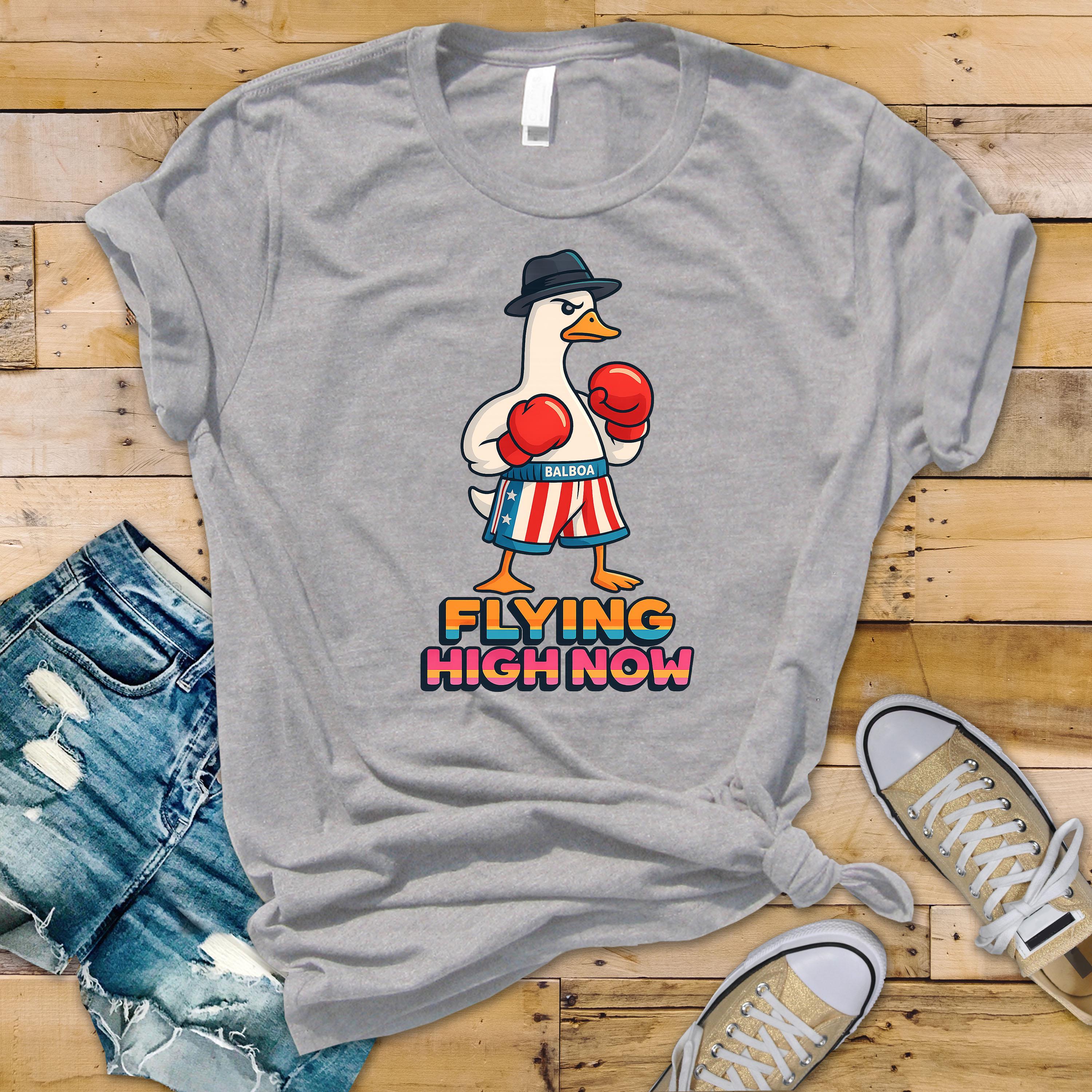 Movie Parody T-Shirt - Boxing Goose - Flying High Now Design on Premium Tee - Fast Tracked UK Postage