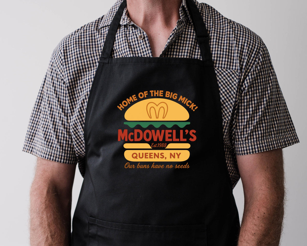 Movie Parody Apron - McDowells Home of the Big Mick Design - Choice of Colours - Fast UK Tracked Post!