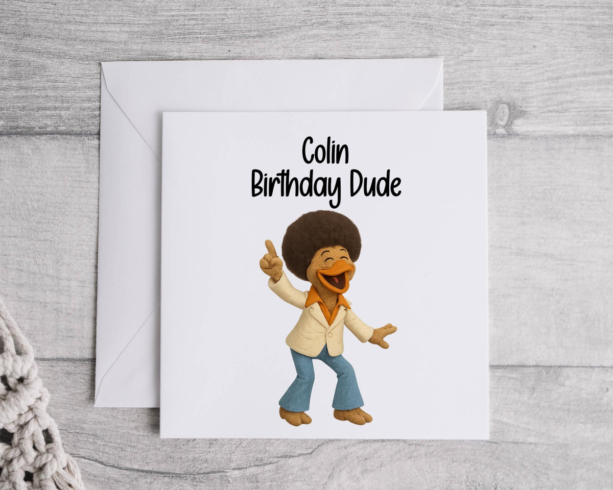 Personalised "Birthday Dude" Card: Custom Name, Fast UK Post