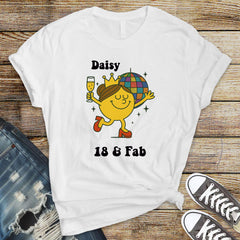 Personalised 18th Birthday T-Shirt: 18 & Fab Disco Design, Softstyle Tee