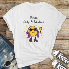 Personalized 60th Birthday T-Shirt: Cartoon Design, Softstyle Tee