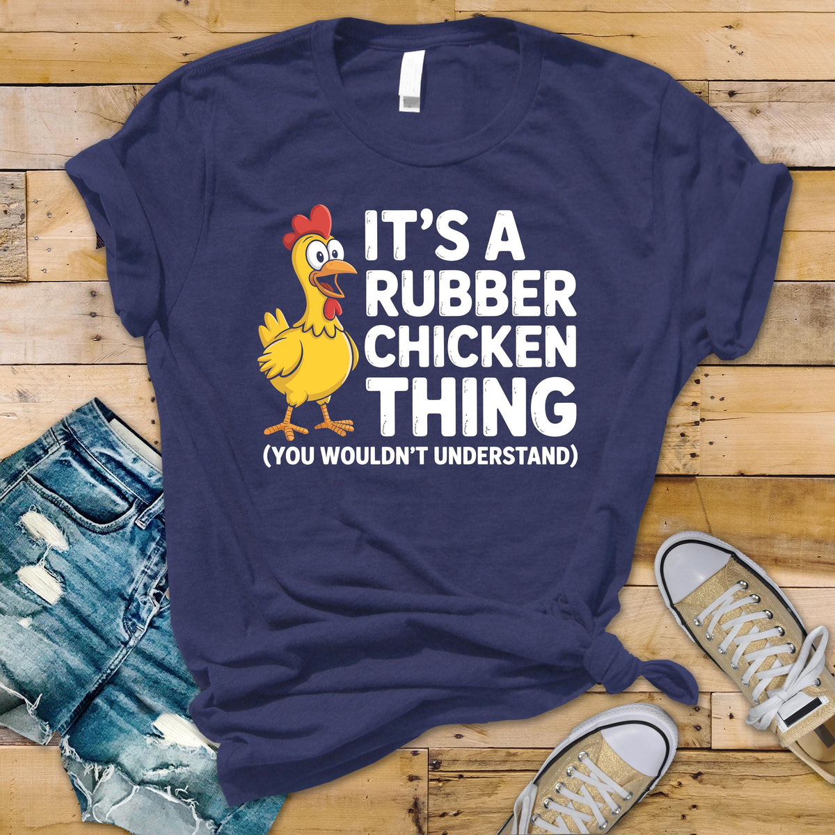 Rubber Chicken Graphic Tee: Funny Slogan Softstyle Tee - Fast UK Tracked Postage