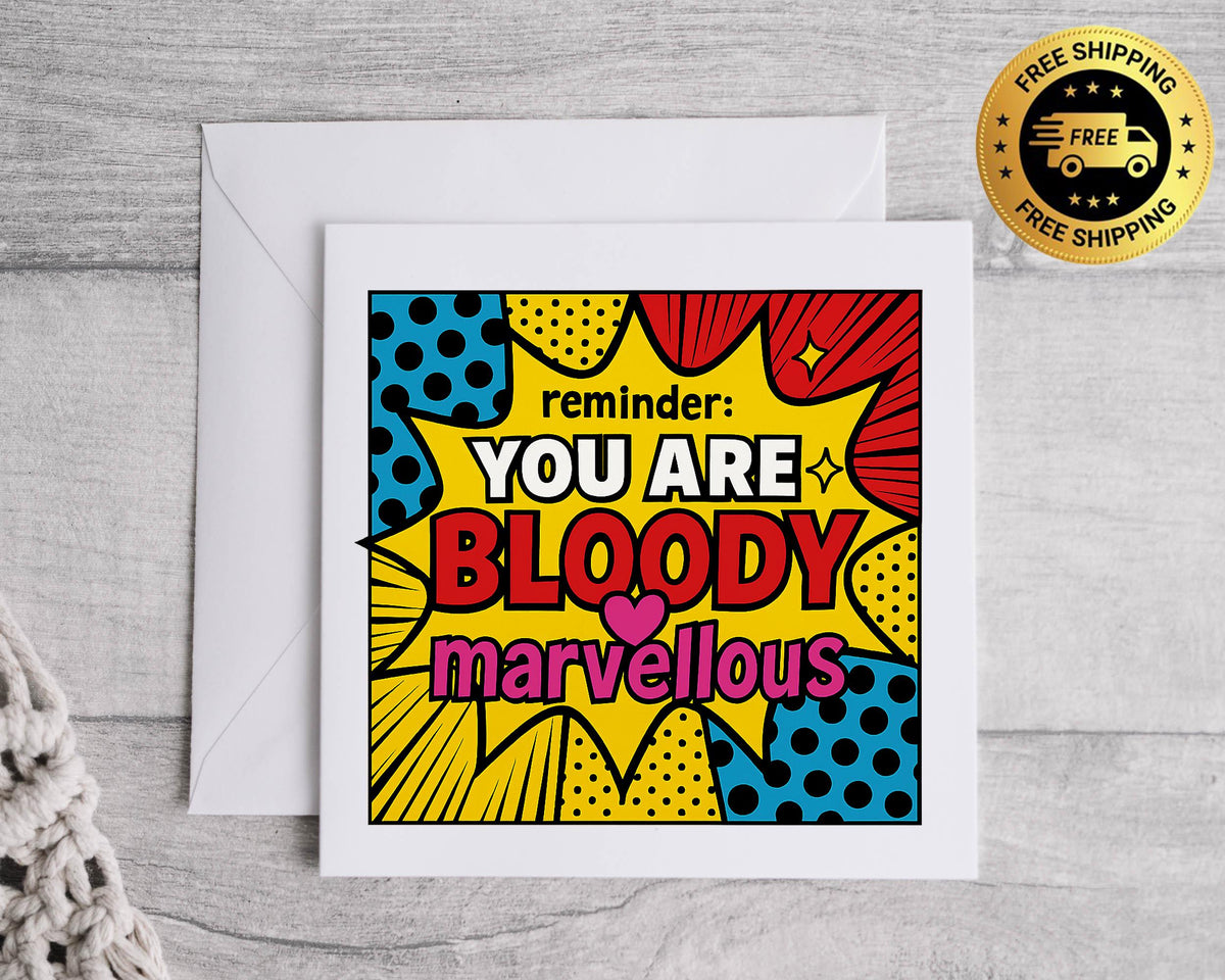 Pop Art Thank You Card: Bloody Marvellous Design - Personalised. Fast UK Post