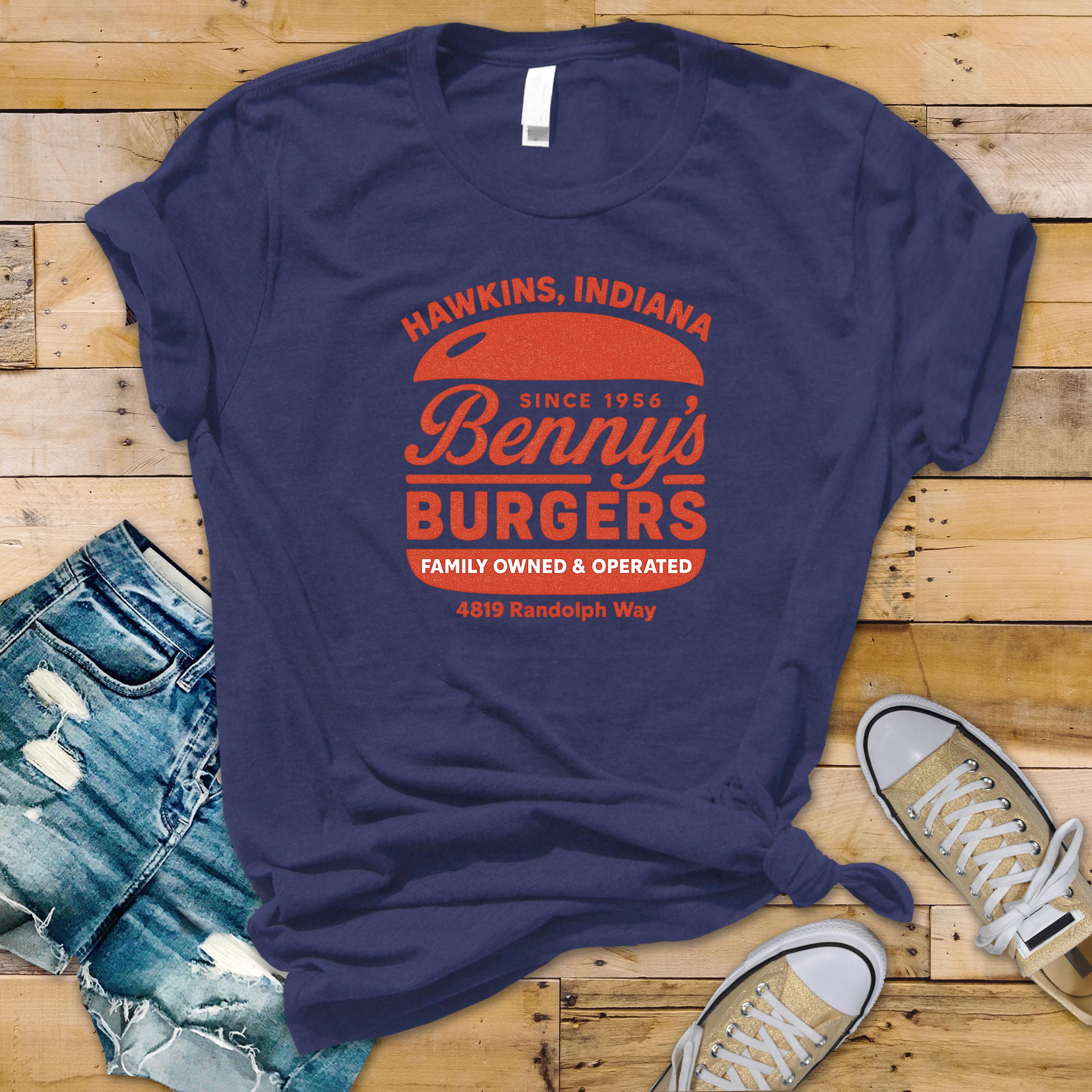 TV Show Parody T-Shirt - Benny's Burgers Design on Premium Tee - Funny Graphic Tee with Tracked UK Postage
