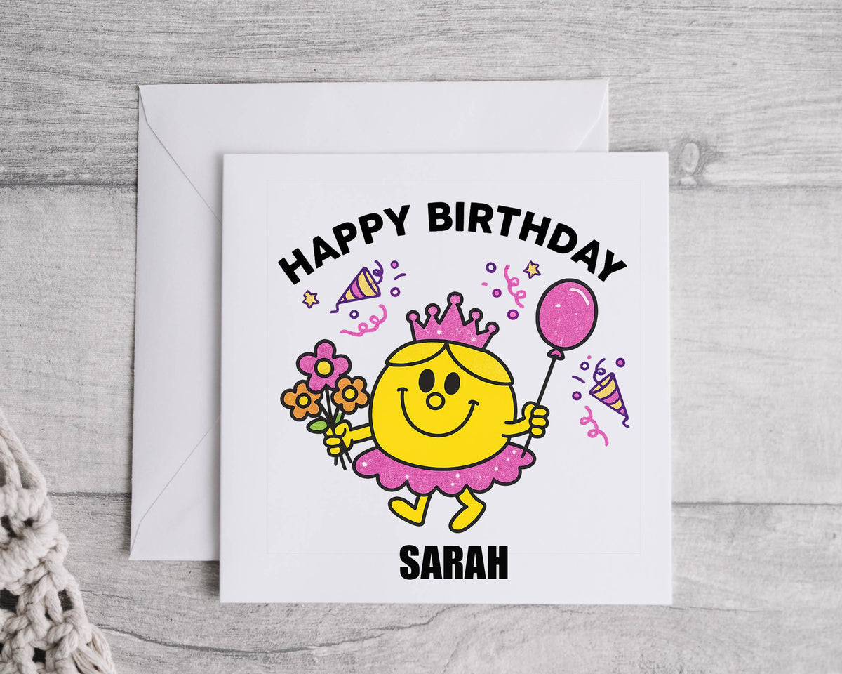 Personalised Birthday Card: Crown & Tutu Design - Fast UK Post