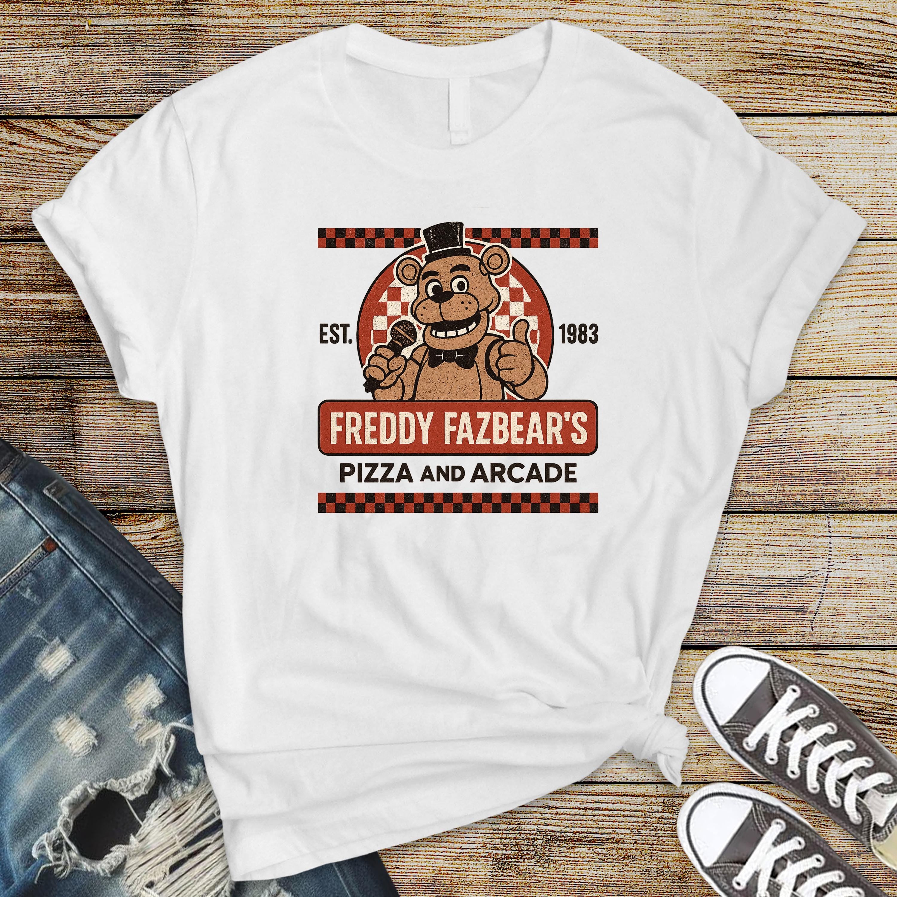 Movie Parody T-Shirt - Freddy Pizza and Arcade Design on Premium Tee - Funny Graphic Tee with Tracked UK Postage