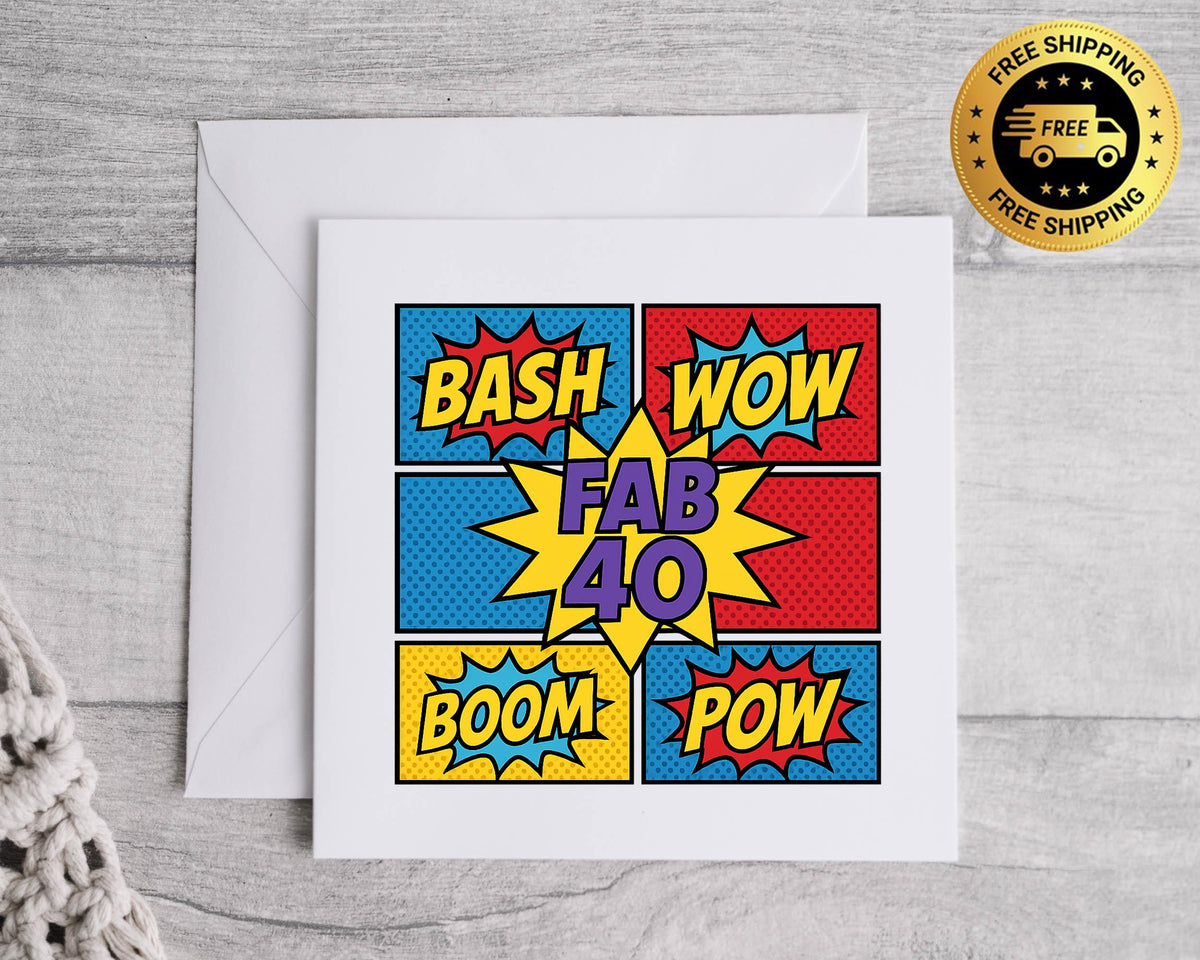 Personalised 50th Birthday Card: Fab Pop Art Design Fast UK Post