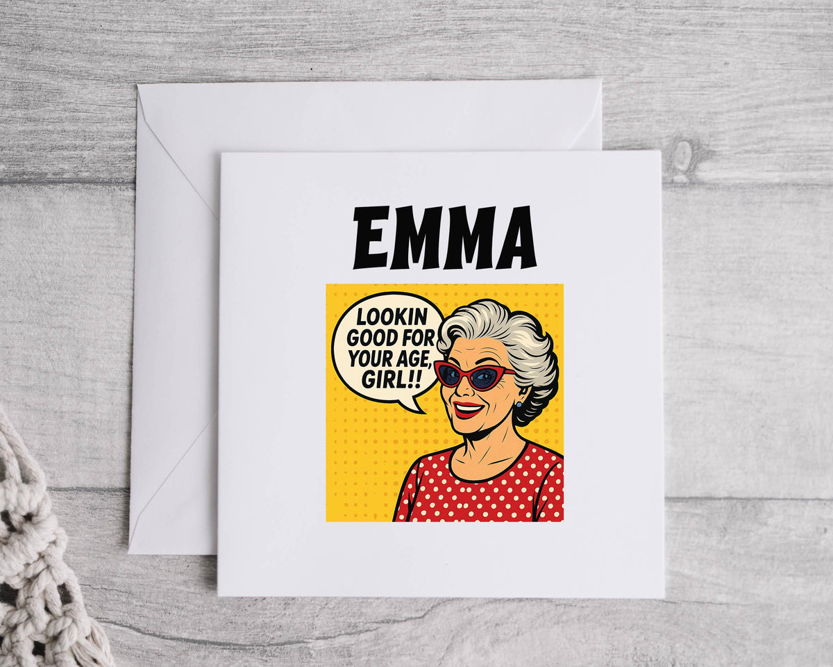Personalised 50th Birthday Card: "Looking Good" Design, Fast UK Post