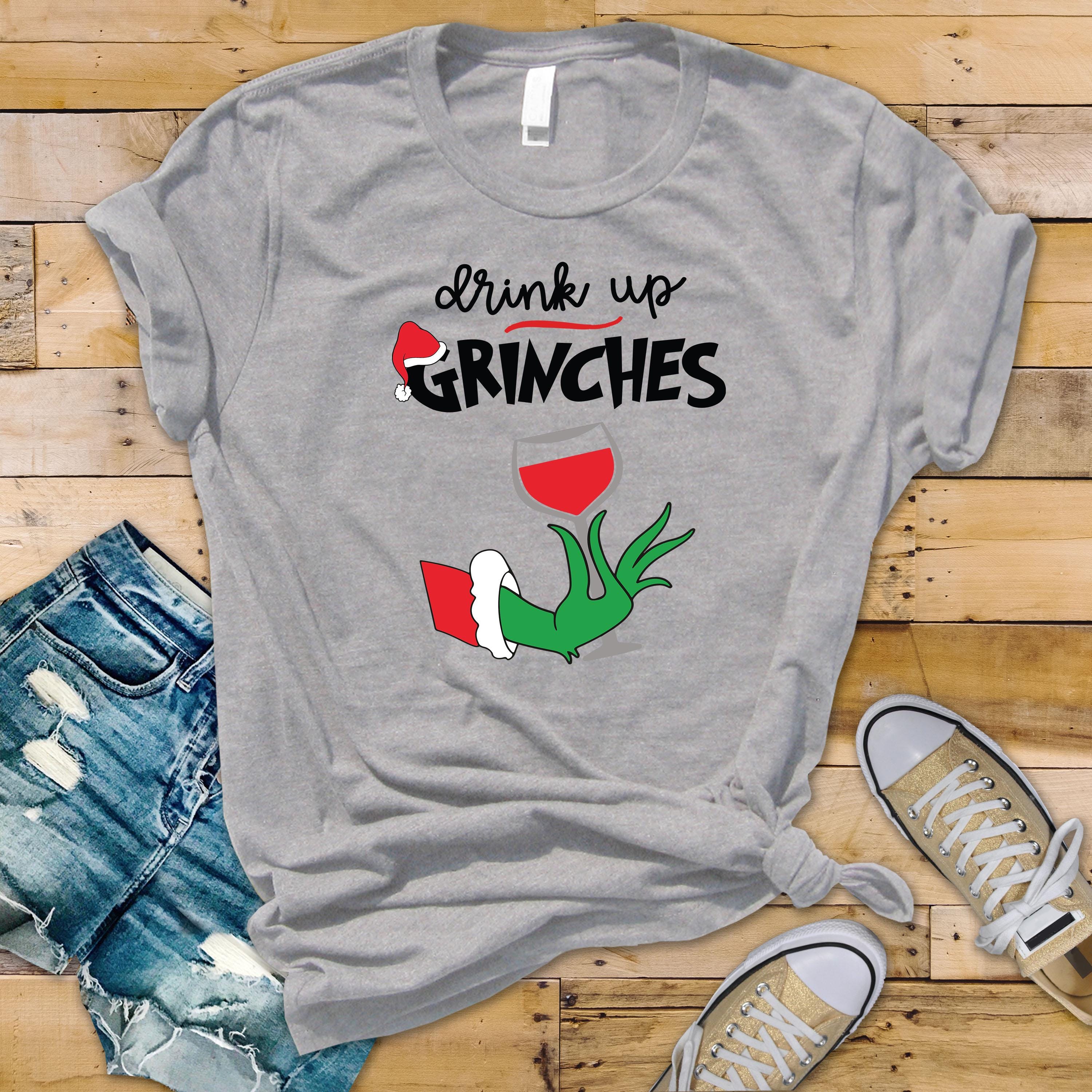 Funny Christmas T-Shirt - Drink Up Grinches Design - Premium Tee UK Tracked Postage