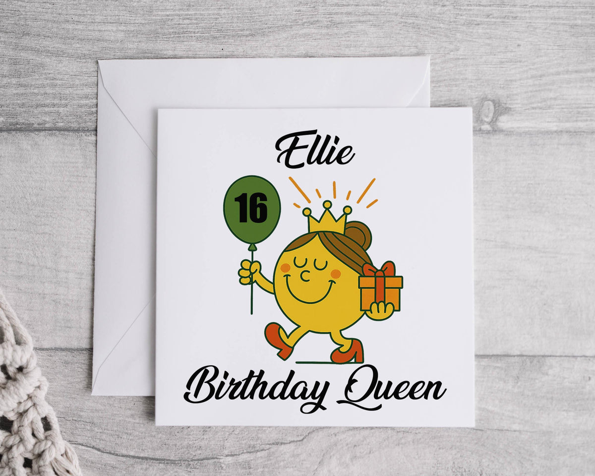 Personalised 16th Birthday Card: Birthday Queen Design, Fast UK Post