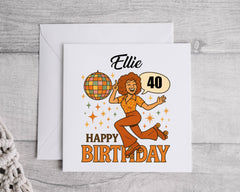 Personalised 40th Birthday Card: Roller Disco Design Fast UK Post