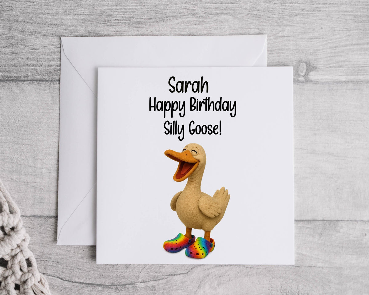 Personalised Birthday Card: Silly Goose Design, Fast UK Post