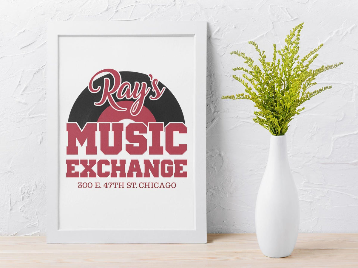 80s Movie Parody Framed Print: Rays Music Exchange Design